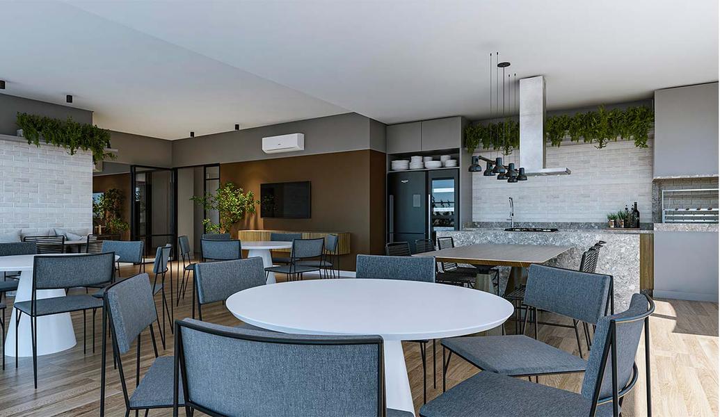 Apartamento com 2 dormitórios, suíte, sacada, churrasqueira e garagem no Kobrasol.